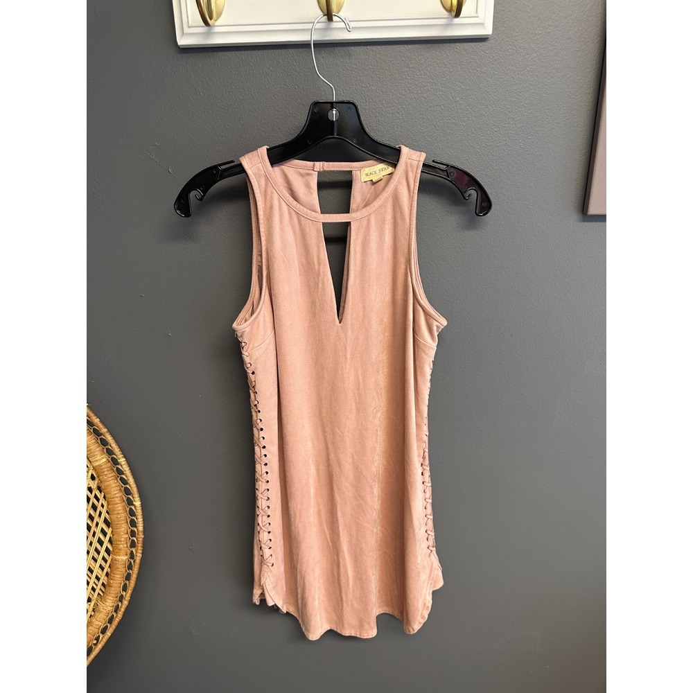Black Swan Faux Suede Mini Dress Size S Pink V-Neck Western Boho Sleeveless